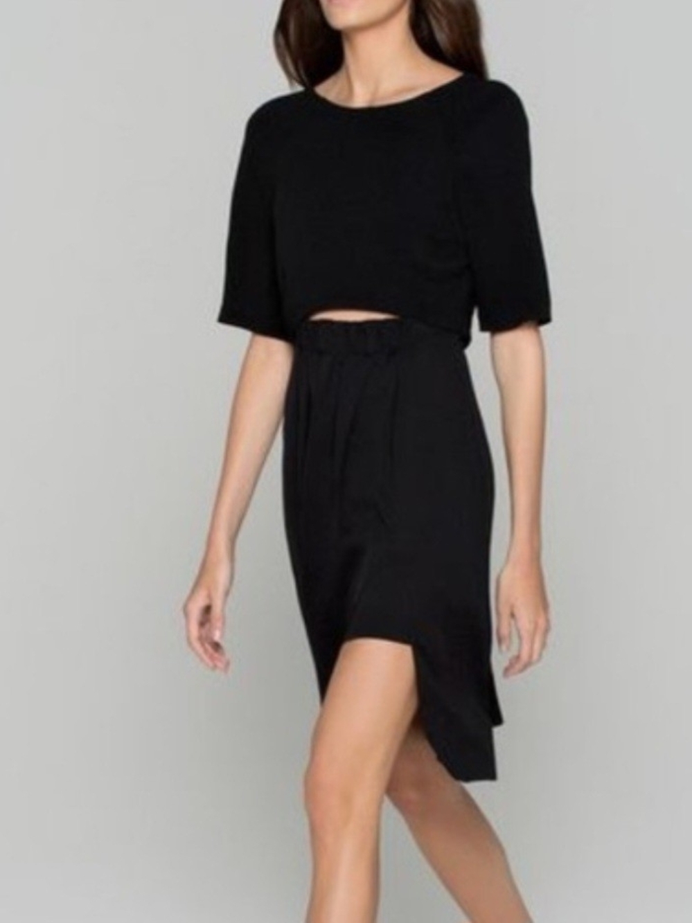 A.L.C Cut Out Front Black Dress Midi, Medium